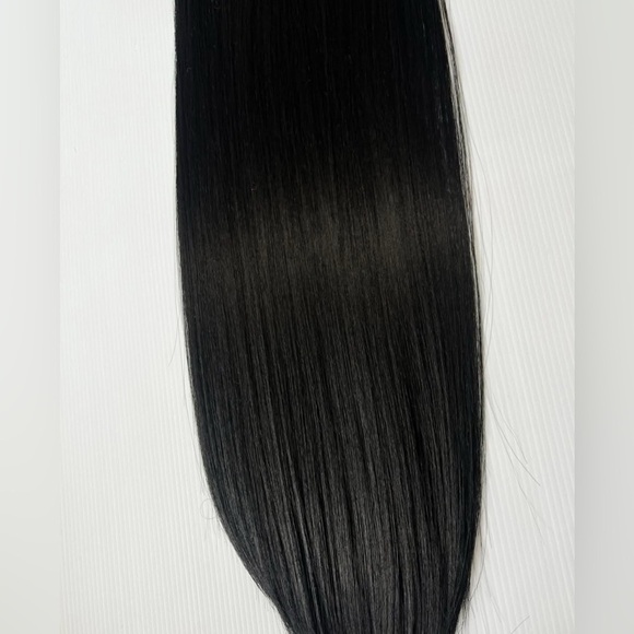 Human hair blend Rich 1 Black Clip in Straight hair  Extensions - Picture 8 of 9